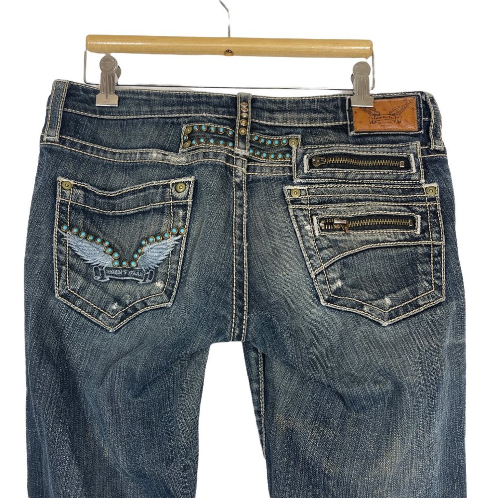 Robin's Jean Wing Blue Denim Distressed Jeans 29